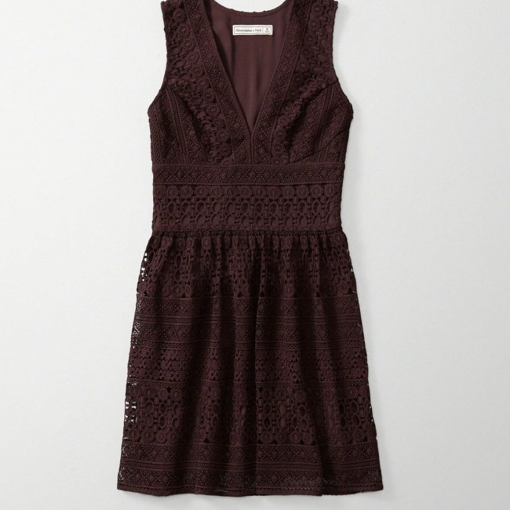 Abercrombie & Fitch Lace Crochet V-Neck Dress Sz 6